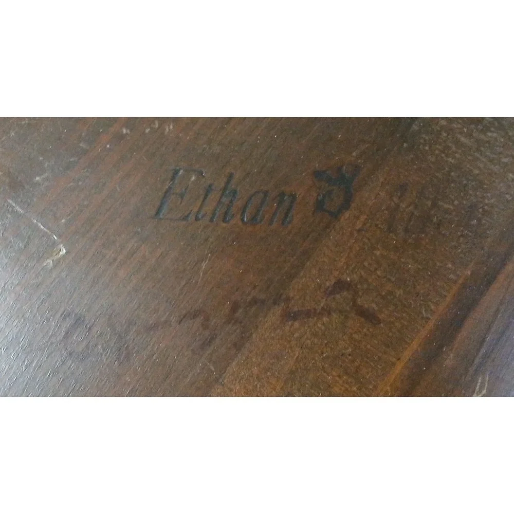 Vtg Ethan Allen Wood‎ Footstool Turned Leg Original Needlework Upholstery READ